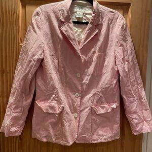 Womens GAP Pink And White Seersucker Academy Blazer Size 10